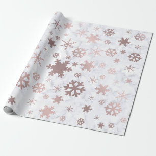 Elegante Weihnachtszeit-Rose Gold Schneeflocken & Geschenkpapier