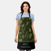 Elegante Weihnachtszweige auf schwarz Schürze (Getragen)