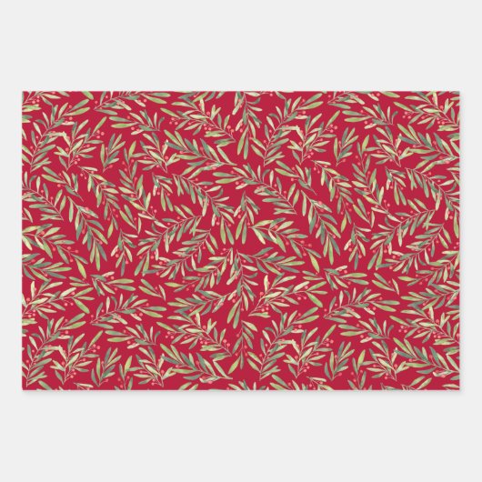 Elegante Weihnachtszweige und Berries Geschenkpapier Set (Vorderseite)