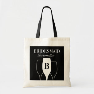 Elegante Wein Glas Monogramm Hochzeitstaschen Tragetasche