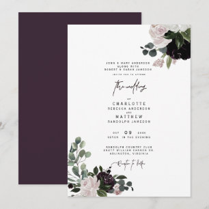 Elegante Wein-Hochzeit mit beiden Eltern Einladung