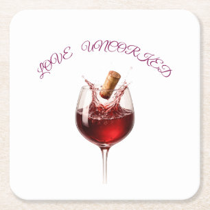 Elegante Wein-Spritzer-Papier-Servietten "Love Unc Rechteckiger Pappuntersetzer