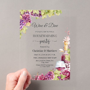 Elegante Wein- und Dinner-Housewarming-Party Acryleinladungen
