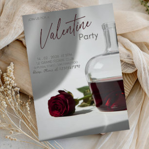 Elegante Wein- und Rosen-Valentinstagsparty Einladung