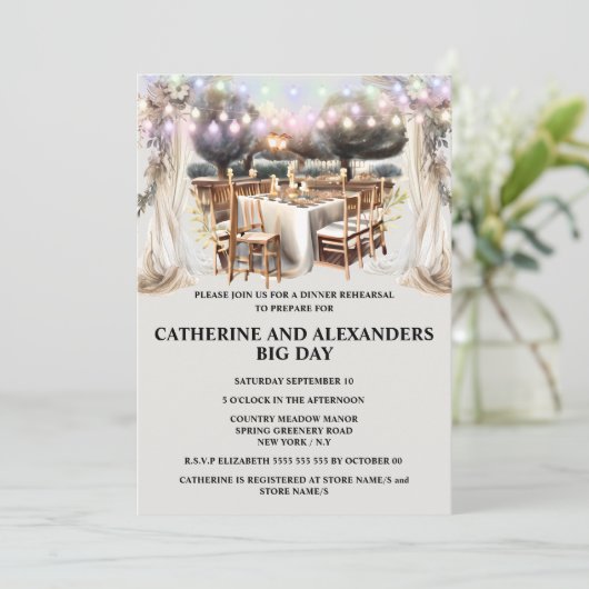 Elegante Weinberge mit fresken Lichtern Einladung (Stehend Vorderseite)