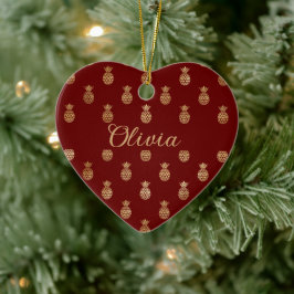Elegante Weine und Ananas Personalisiert Keramik Ornament