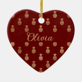 Elegante Weine und Ananas Personalisiert Keramik Ornament