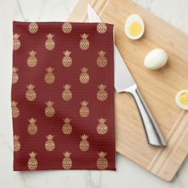 Elegante Weine und Gold Ananas Geschirrtuch