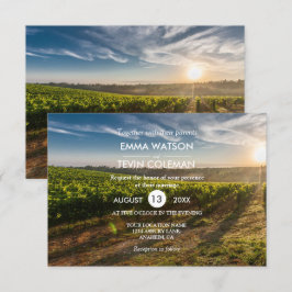 Elegante Weine und Weintrauben Hochzeitskarte Einladung