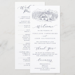 Elegante Weingut-Illustration Ziel Hochzeit Programm