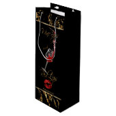 Elegante Weinkeller und Rote Lippen - Danke Geschenktüte Für Weinflaschen (Vorderseite Schrägansicht)