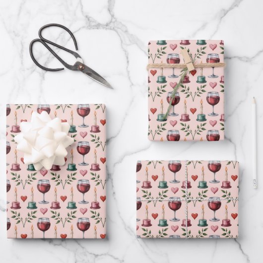 Elegante Weinkerzen im Fliesenmuster  Geschenkpapier Set (Vorderseite)