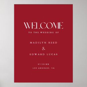 Elegante Weinrote Fette Typografie Hochzeitsbegrüß Poster