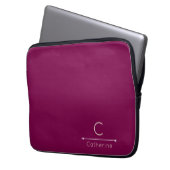 Elegante Weinrote Monogramm-Laptoptasche Laptopschutzhülle (Vorderseite Links)