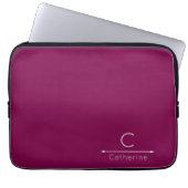 Elegante Weinrote Monogramm-Laptoptasche Laptopschutzhülle (Vorderseite)