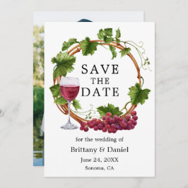 Elegante Weintrauben Foto Watercolor Save The Date