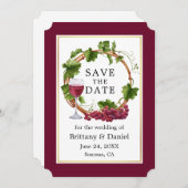 Elegante Weintrauben Save The Date (Vorne/Hinten)