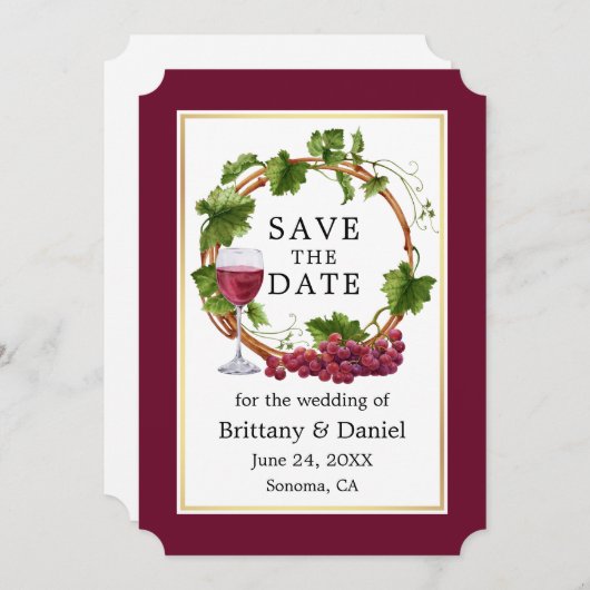 Elegante Weintrauben Save The Date (Vorne/Hinten)