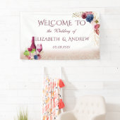 Elegante Weinverkostung Burgund Blume Hochzeit Banner (Insitu)