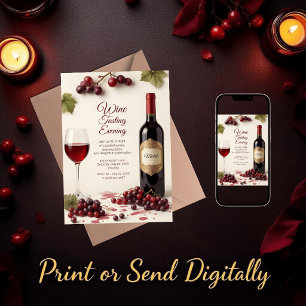 Elegante Weinverkostungsparty-Einladung mit QR-Cod Einladung