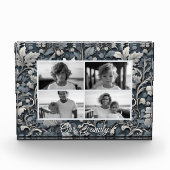 Elegante, weiß-graue Blumenfoto-Vorlage Fotoblock (Vorderseite)