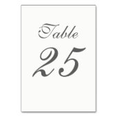 Elegante weiß-graue Zahlen Tischnummer (Rückseite)