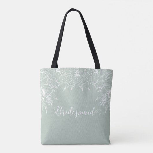 Elegante Weiß-grüne und weiße Kontur Blumenbridal Tasche (Rückseite)