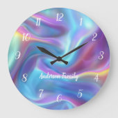 Elegante weiß robuste Zahlen holografisch personal Große Wanduhr (Vorderseite)