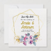 Elegante Weiß und Gold Blumen Moderne einzigartig Save The Date (Vorderseite)