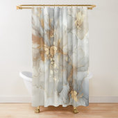 Elegante Weiß- und Goldfarben Abstrakte Kunst Duschvorhang