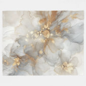 Elegante Weiß- und Goldfarben Abstrakte Kunst Fleecedecke (Vorderseite (Horizontal))