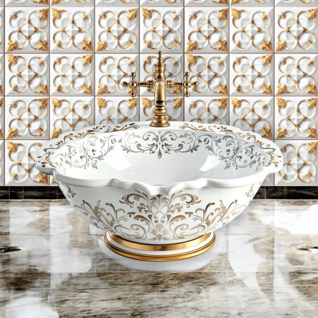 Elegante Weiß- und Goldfolie Tapete (Von Creator hochgeladen)