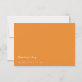 Elegante Weiß- und Orangefarbene Junggeselinnen-Ab Einladung