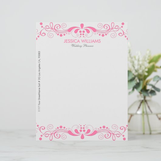 Elegante Weiß- und Rosatönen Briefkopf (Stehend Vorderseite)