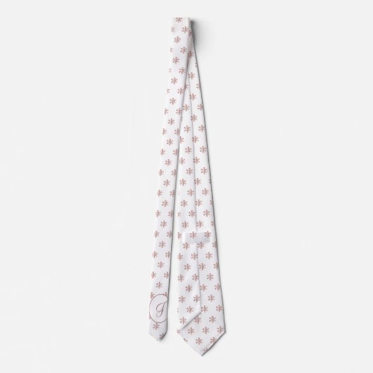 Elegante Weiß und Rose Goldene Schneeflocken Mit M Krawatte (Rückseite)