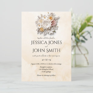 Elegante weiße 3D-Blumen-Minimal-Hochzeitseinladun Einladung