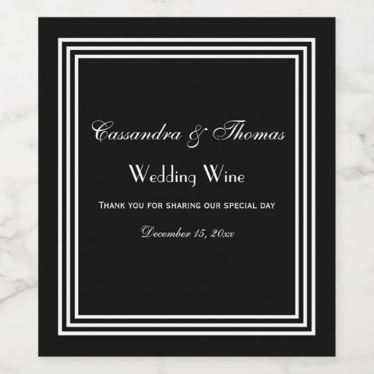 Elegante, weiße, 3x Gerahmte Untergrundfarbe Weinetikett (Einzelnes Label)