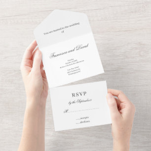 Elegante weiße Al In One RSVP-Einladung All In One Einladung