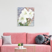 Elegante weiße Amaryllis in Wasserfarben gestriche Leinwanddruck (Insitu (Wohnzimmer))