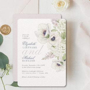 Elegante weiße Anemone Florale Hochzeitseinladung Einladung