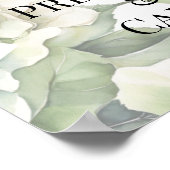 Elegante, weiße Aquarellfarben Blühende Hochzeit Poster (Ecke)