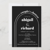 Elegante weiße Arsch, schwarze Hochzeitsdusche Einladung (Vorderseite)