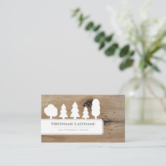 Elegante weiße Bäume auf braunem Holzparkett Visitenkarte (Stehend Vorderseite)