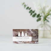 Elegante weiße Bäume auf brauner Holzbaumrinde Visitenkarte (Stehend Vorderseite)
