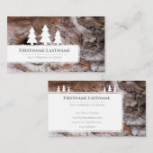 Elegante weiße Bäume auf brauner Holzbaumrinde Visitenkarte (Vorne/Hinten)