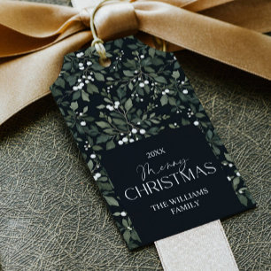 Elegante weiße Beeren Botanische Familienname Geschenkanhänger