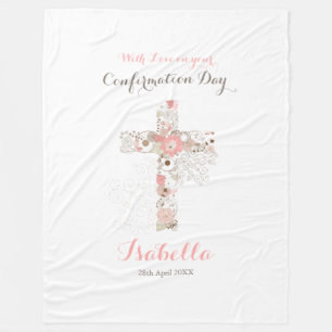 Elegante weiße Bestätigung Blumenkreuz Fleecedecke