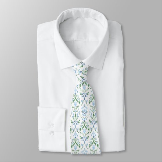 Elegante weiße blaue grüne Krawatte (Gebunden)