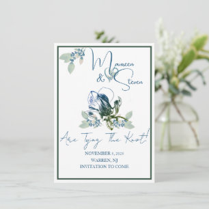 Elegante weiße, blaue und grüne Orchidee Save The Einladung