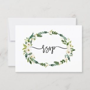 Elegante weiße blühende floral Schriftart RSVP Karte